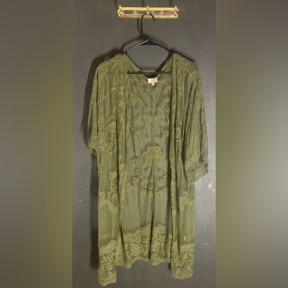 Dizzy Gal Olive Green Lace Cover-Up size S - Picture 2 of 5